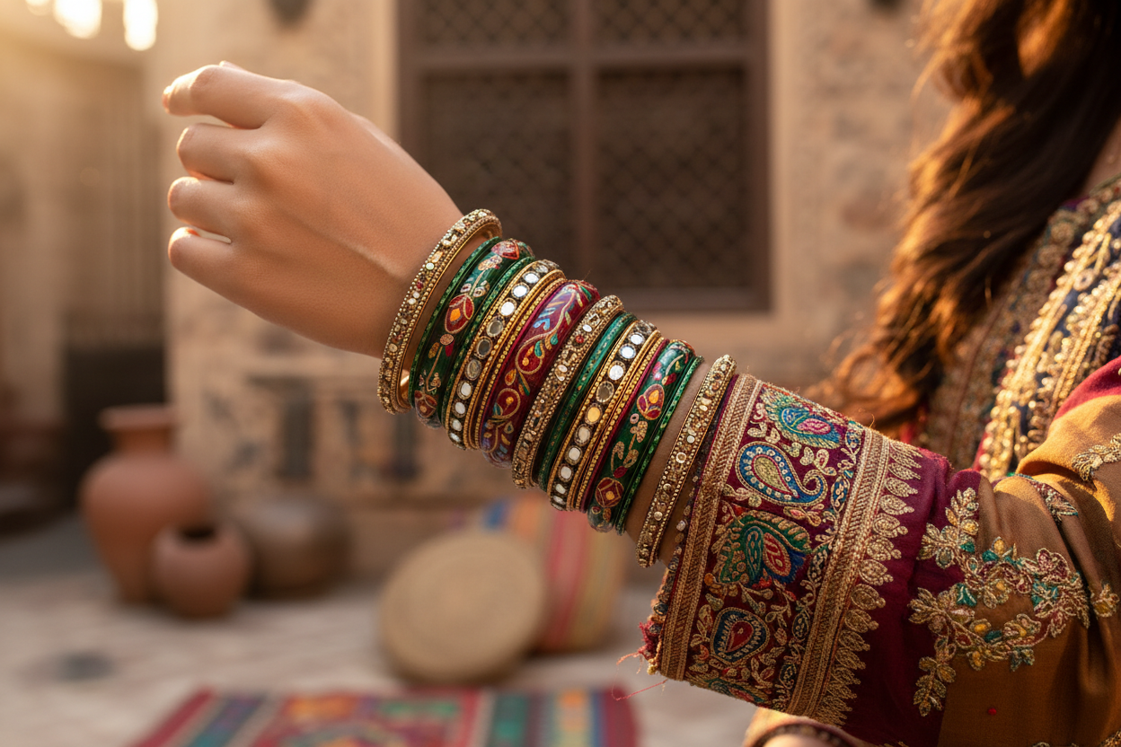 Girl Wearing A Bangle In a Tradition 